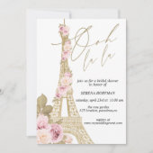 Ooh La, Paris thematisch, Brautparty, Eiffelturm Einladung (Vorderseite)