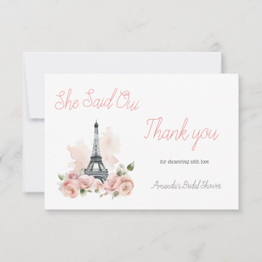 Ooh La Parisian Floral Brautparty Dankeskarte (Vorderseite)