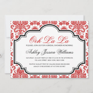 Ooh La Red Damask Bridal Dusche Einladungen