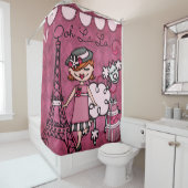 Ooh La Red Haired Diva Eiffel Tower Poodle Duschvorhang (Beispiel)