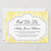 Ooh La Yellow Damask Bridal Dusche Einladungen (Vorderseite)