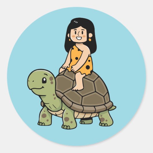 Oona und die Schildkröte Runder Aufkleber (Vorderseite)