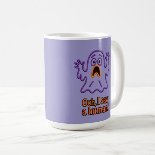 Oooh, I Saw a Human! – Funny Ghost Halloween Kaffeetasse (VorderseiteRechts)