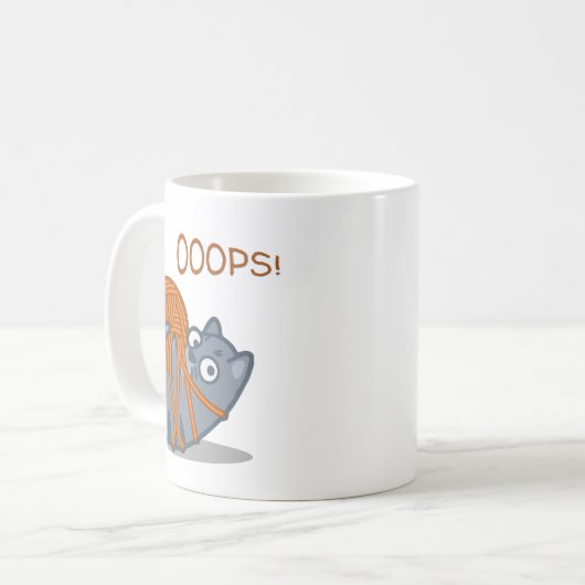 OOOPS! Funny Niedlich Chat Plays mit Garnball Kaffeetasse (Vorderseite Links)