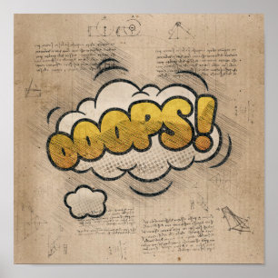 OOOPS! Vintages Comic Buch Steampunk Pop Kunst Poster