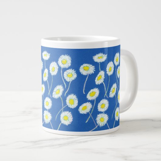 Oops-a-Daisy Jumbo Tasse, weiß, gelb, blau Jumbo-Tasse (Vorderseite Rechts)