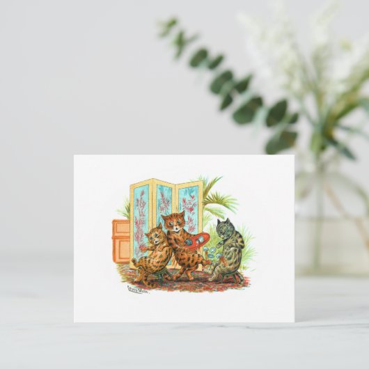 Oops Cat astrophe Louis Wain Postkarte (Stehend Vorderseite)