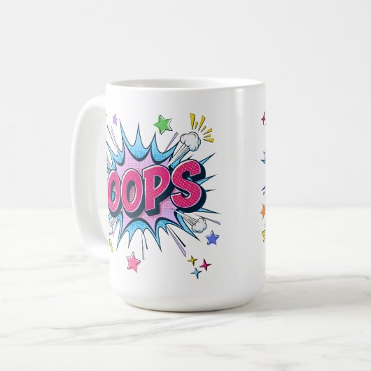 OOPS-Comic-Burst Kaffeetasse (Vorderseite Links)