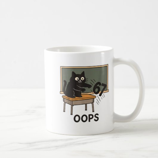 Oops Funny Anti 67 Teacher Six Seven Cute Cat Teac Kaffeetasse (Rechts)