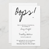 "Oops!" Humorale vertagte Hochzeitsankündigung Einladung (Vorne/Hinten)