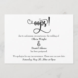 "Oops!" Humorvolle verspätete Hochzeitserklärung Einladung