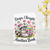 Oops I Bought Another Book Funny Cute Raccoon Read Karte (Gelbe Blume)