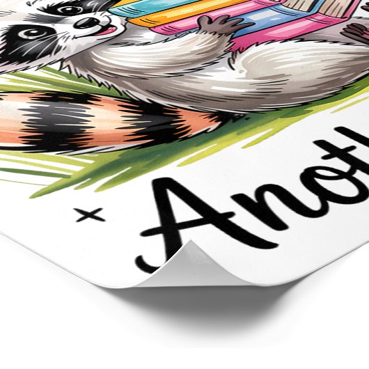 Oops I Bought Another Book Funny Cute Raccoon Read Poster (Ecke)