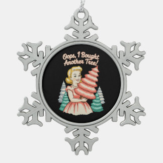 Oops I Bought Another Tree Funny Xmas Christmas Schneeflocken Zinn-Ornament