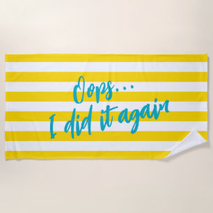 Oops I Did It Again Cute Cabana Stripe Pool Party Strandtuch