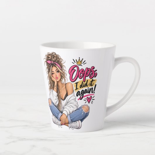 Oops, I Did It Again! Lustiger frecher Frauen-Latt Milchtasse (Rechts)