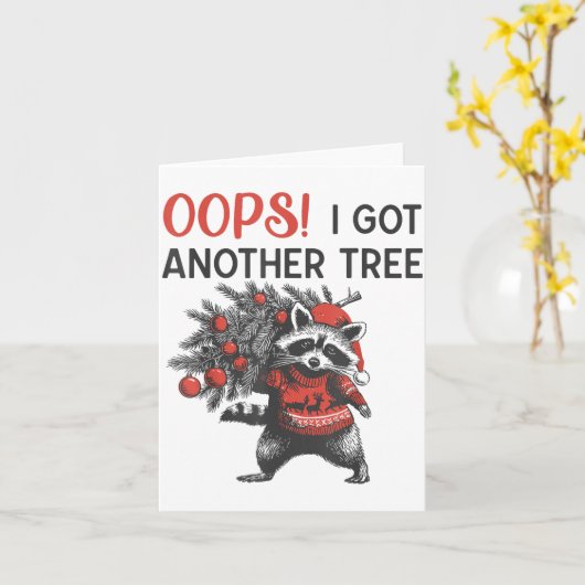 Oops I Got Another Tree Funny Raccoon Christmas Qu Karte (Gelbe Blume)