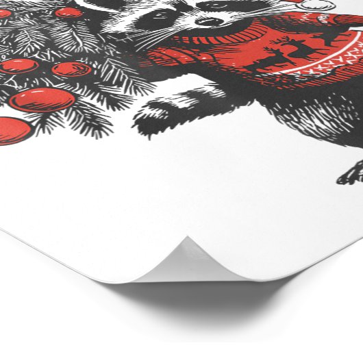 Oops I Got Another Tree Funny Raccoon Christmas Qu Poster (Ecke)