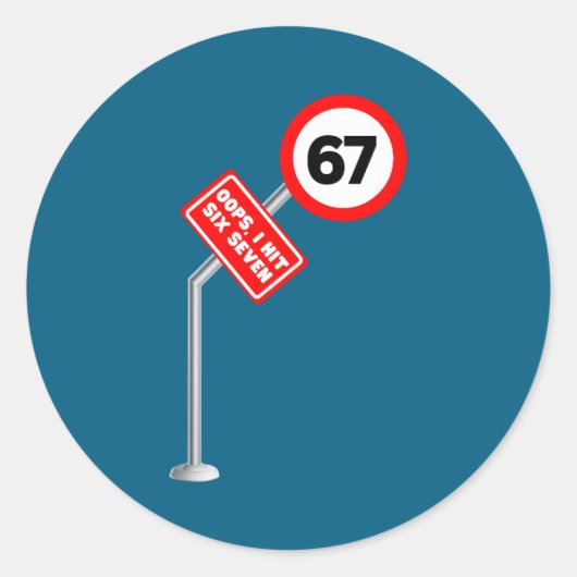 Oops I Hit Six Seven 6 7 Meme Funny Brainrot Inter Runder Aufkleber (Vorderseite)