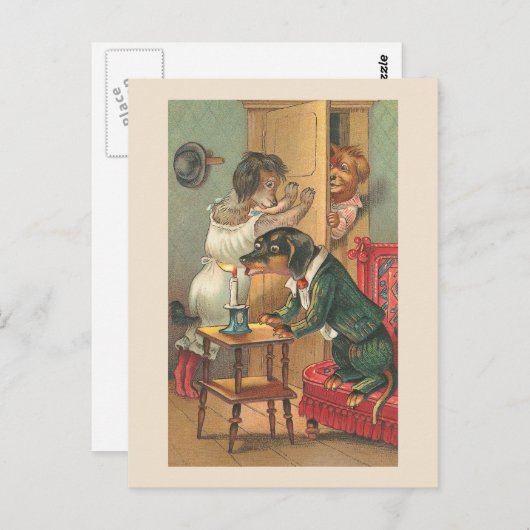 "Oops No. 2" Vintager Hund Postkarte (Vorne/Hinten)