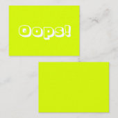 Oops Oops! Sorry chartreme green moderne fett Kart Hinweiskarte (Vorne/Hinten)