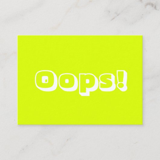 Oops Oops! Sorry chartreme green moderne fett Kart Hinweiskarte (Vorderseite)