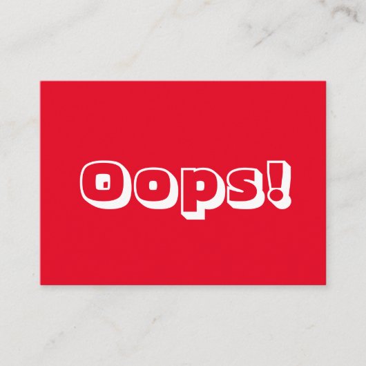Oops Oops! Sorry red white modern fett Karte (Vorderseite)
