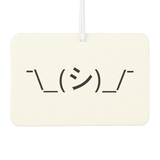 Oops Shrug Emoticon Ø\_(シ_/ Japanisch Kaomoji Autolufterfrischer (Vorderseite)