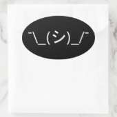 Oops Shrug Emoticon Ø\_(シ_/ Japanisch Kaomoji Ovaler Aufkleber (Tasche)