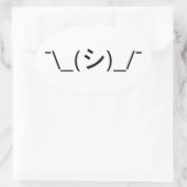 Oops Shrug Emoticon Ø\_(シ_/ Japanisch Kaomoji Ovaler Aufkleber (Tasche)