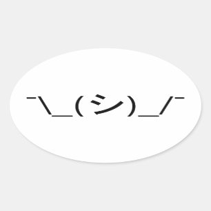 Oops Shrug Emoticon Ø\_(シ_/ Japanisch Kaomoji Ovaler Aufkleber