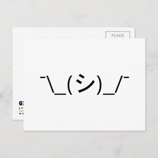 Oops Shrug Emoticon Ø\_(シ_/ Japanisch Kaomoji Postkarte (Vorne/Hinten)