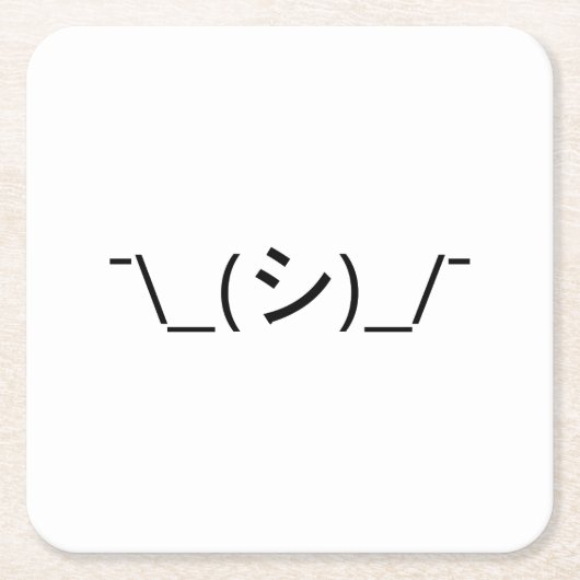 Oops Shrug Emoticon Ø\_(シ_/ Japanisch Kaomoji Rechteckiger Pappuntersetzer (Vorderseite)