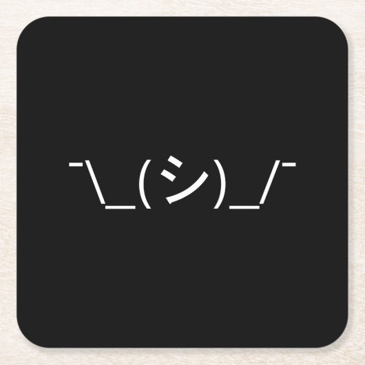 Oops Shrug Emoticon Ø\_(シ_/ Japanisch Kaomoji Rechteckiger Pappuntersetzer (Vorderseite)