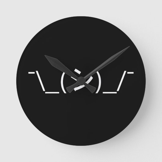 Oops Shrug Emoticon Ø\_(シ_/ Japanisch Kaomoji Runde Wanduhr (Vorderseite)