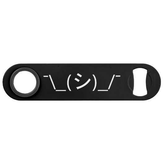 Oops Shrug Emoticon Ø\_(シ_/ Japanisch Kaomoji Speed Flaschenöffner (Vorderseite (Horizontal))