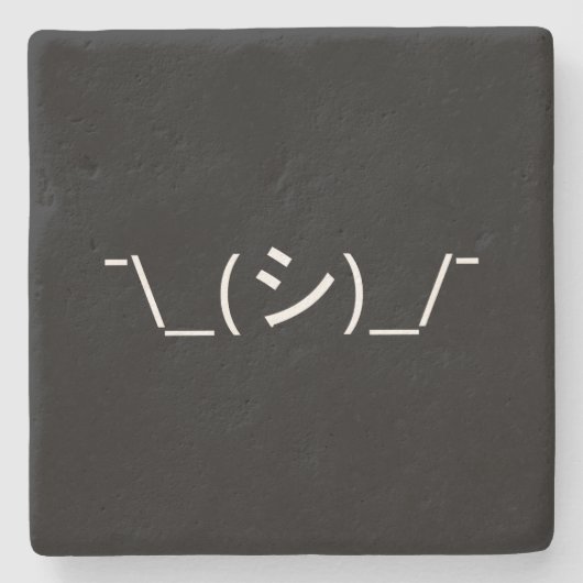 Oops Shrug Emoticon Ø\_(シ_/ Japanisch Kaomoji Steinuntersetzer (Vorderseite)