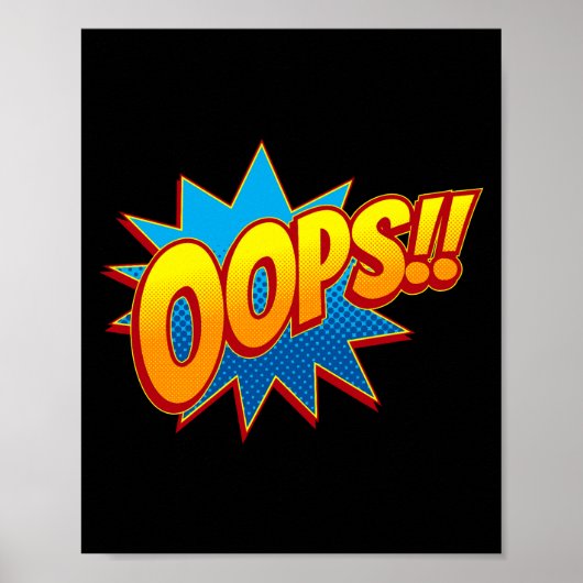 Oops! Spielender Pop Art Comic Mishap Poster (Vorne)