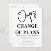 Oops verschoben Hochzeit Datum Ankündigung Postkar (Vorne/Hinten)