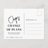 Oops verschoben Hochzeit Datum Ankündigung Postkar (Rückseite)