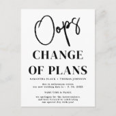 Oops verschoben Hochzeit Datum Ankündigung Postkar (Vorderseite)