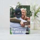 Oops wir haben es wieder Schwangerschaftsankündigu Dankeskarte (Stehend Vorderseite)