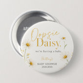 Oopsie Daisy Minimalistische Wasserfarbe Babyparty Button (Vorne & Hinten)