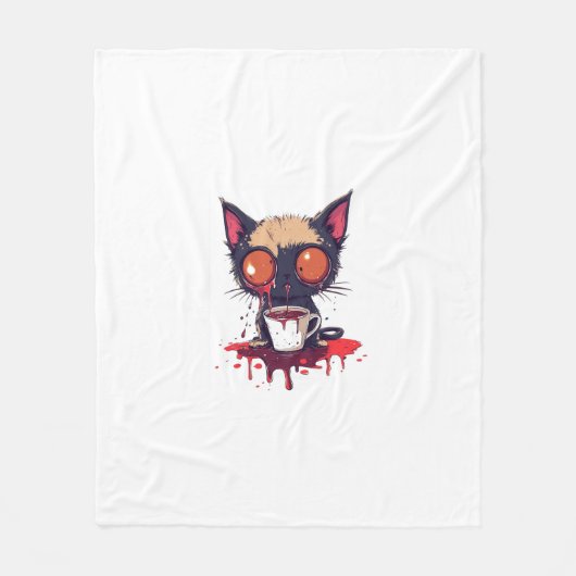 Oopsie Meow - Sad Kawaii Cat Coffee Lover Fleecedecke (Vorderseite)