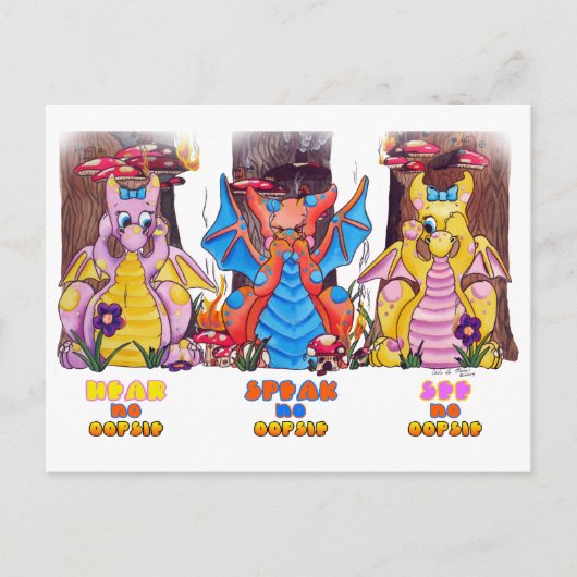 Oopsies niedlicher Babydrache Postkarte (Vorderseite)