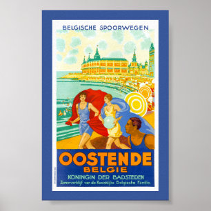 Oostende Belgien Vintage Reiseposter Restauriert Poster