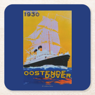 Oostende Dover Vintage PosterEuropa Rechteckiger Pappuntersetzer