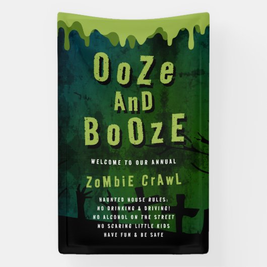 Ooze and Boost Halloween Zombie Crawl Willkommen Banner (Vertikal)