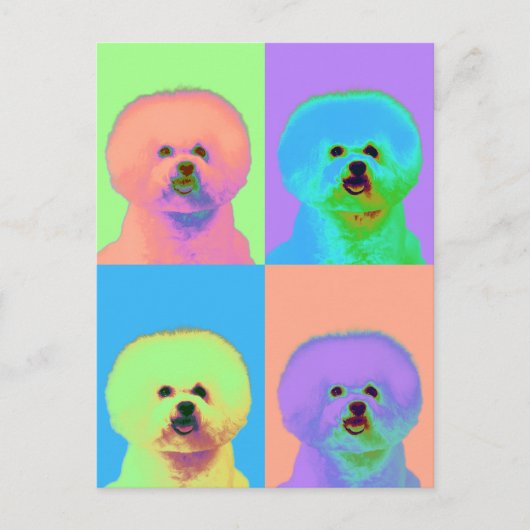 Op Art - Bichon Frise - Cody Postkarte (Vorderseite)