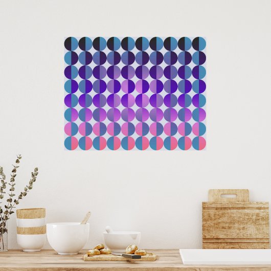 Op Art Big Circles by Halb Blue Lila und Magenta Poster (Küche)